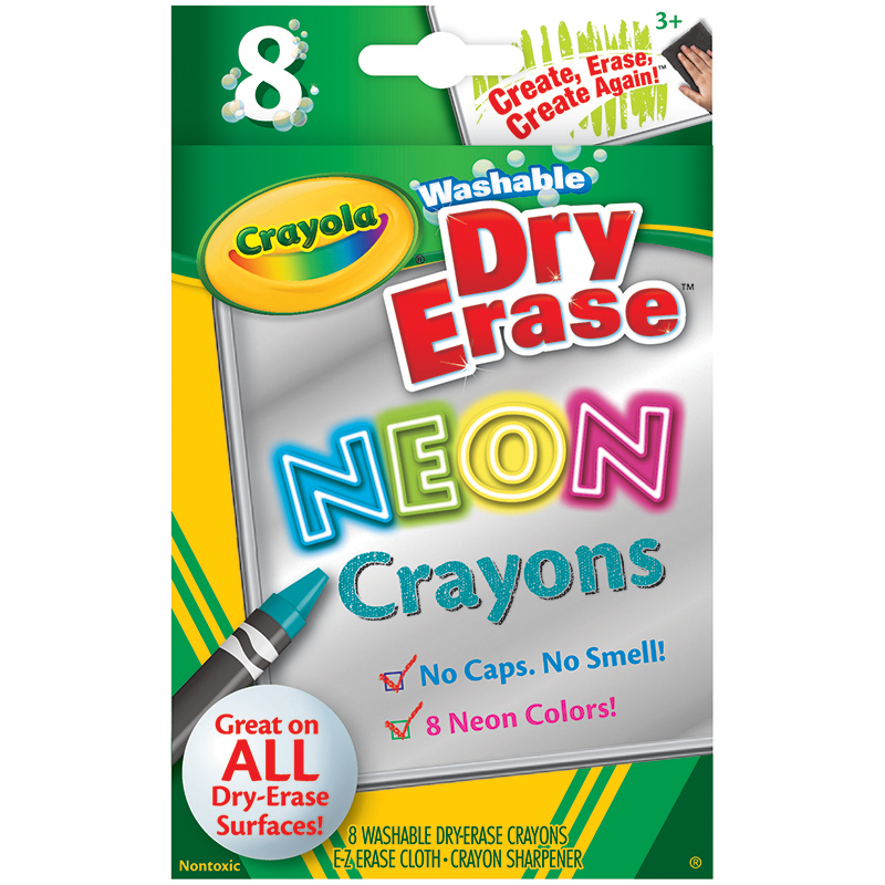 Crayola Bin988605-6 Wash Dry Erase Crayons, Neon Colors - 8 Per Pack - 6 Each