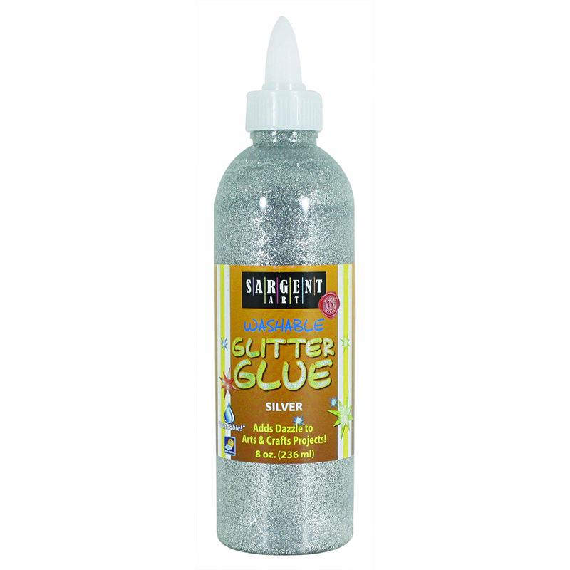 Sar221982-6 8oz Glitter Glue - Silver - 6 Each