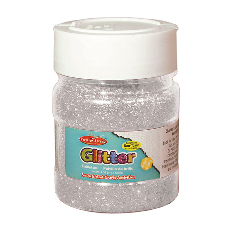 Charles Leonard Chl41445-6 4 Oz Creative Arts Glitter, Jar Silver - 6 Each