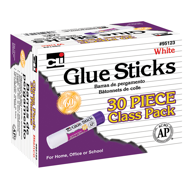 Charles Leonard Chl95123-2 White Glue Sticks - 30 Per Pack - Pack Of 2