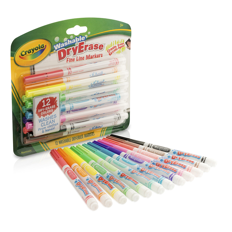 Crayola Bin985912-3 12 Color Washable Dry Erase Markers - Pack Of 3
