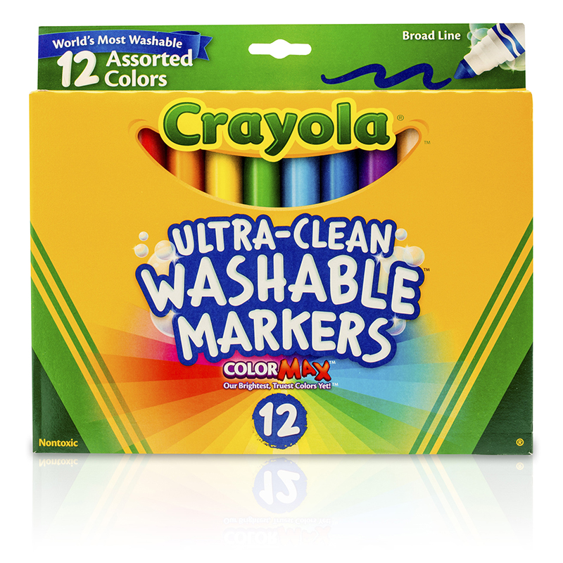 Crayola Bin587812-3 Washable Markers Assorted Colors Conical Tip - 12 Count - Box Of 3