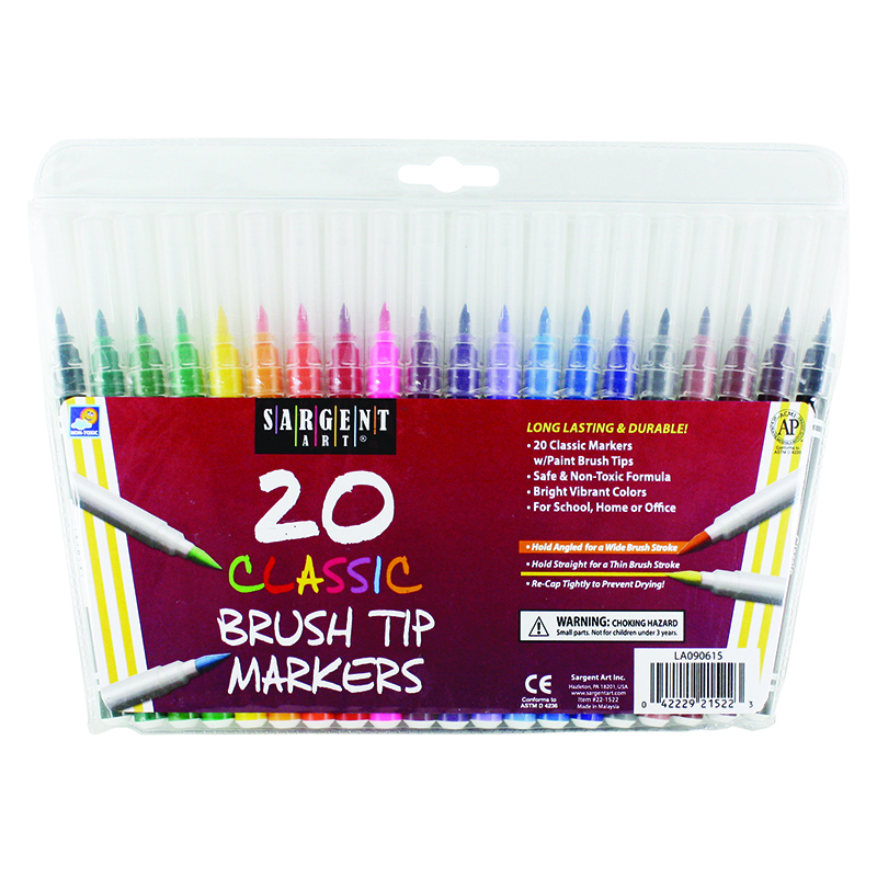 Sar221522-3 20 Count Classic Brush Tip Markers - Pack Of 3
