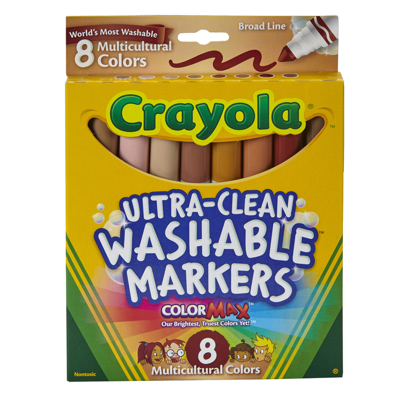 Crayola Bin7801-6 Multicultural Washable Markers Conical Tip - 8 Per Pack - Box Of 6