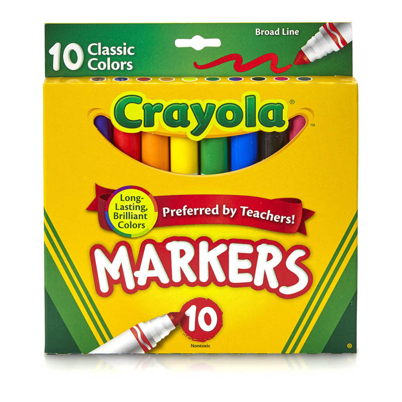 Crayola Bin587722-6 Taklon Watercolor Brush Classic Broad Line Markers - 10 Count - Box Of 6