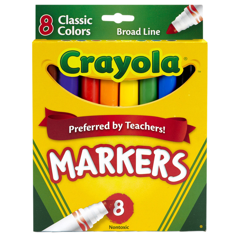 Crayola Bin7708-6 Original Coloring Markers - 8 Count Per Box - Box Of 6