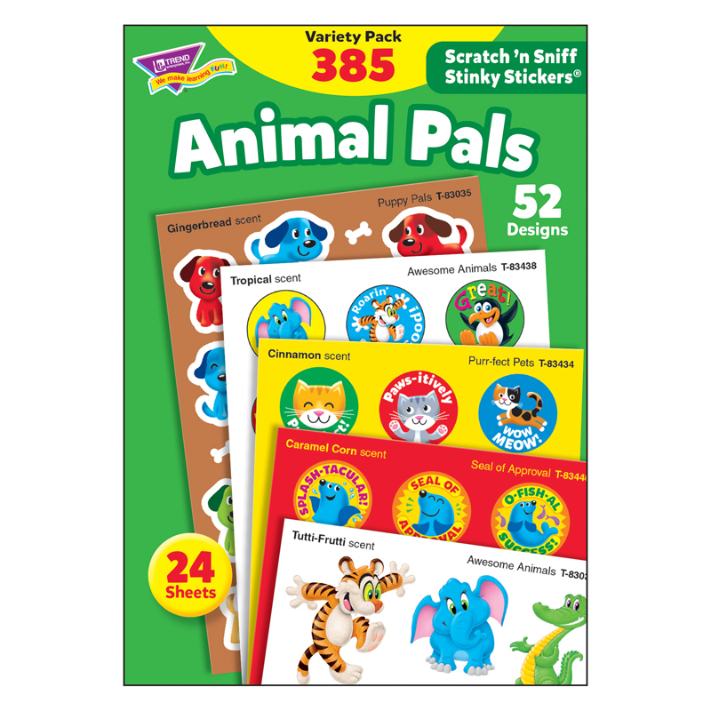 T-83915-2 Stinky Stickr Variety Pack Animal Pal Scratch N Sniff - Pack Of 2