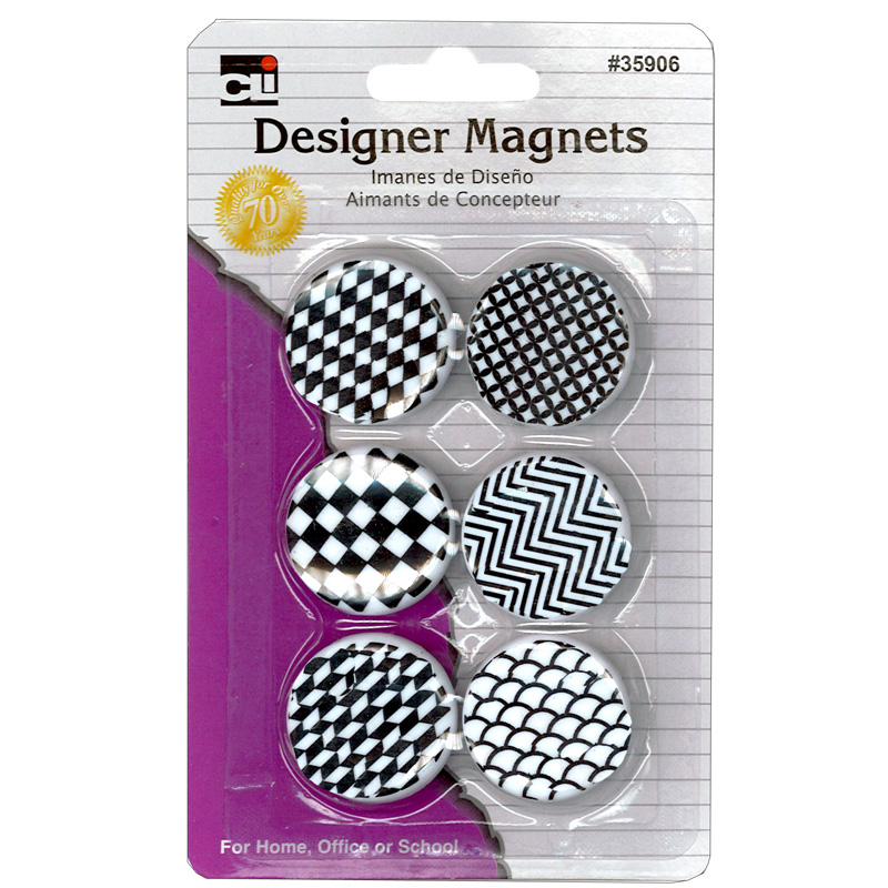 Charles Leonard Chl35906-12 Designer Button Style Magnets - 6 Per Pack - Pack Of 12