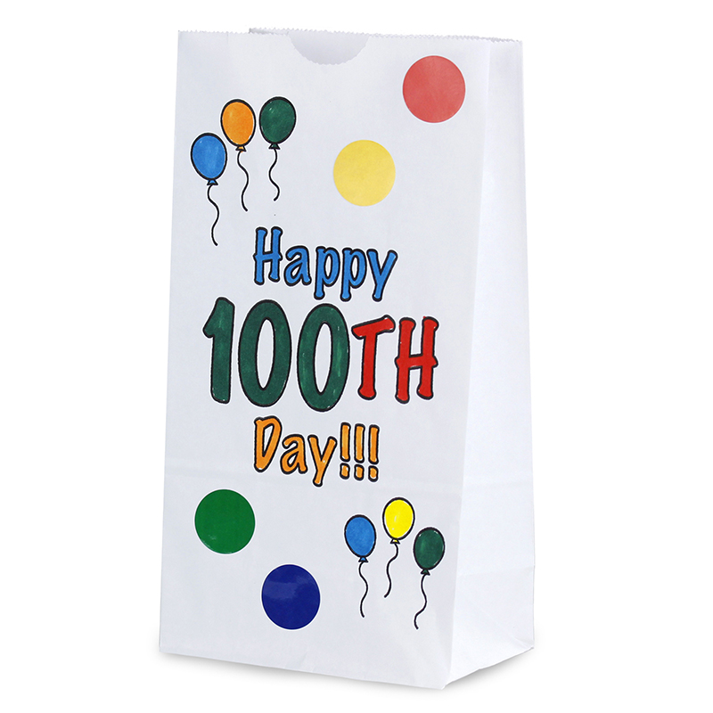 Hygloss Products Hyg64655-3 Happy 100th Day Paper Bags - Pack Of 3