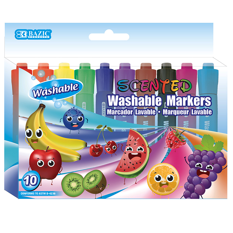 Baz1286-6 Washable Markers Scented 10 Color - Pack Of 6