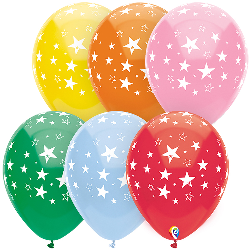 Pbn57379-12 12 In. Funsational Stars All Over Balloons - 8 Per Pack - Pack Of 12