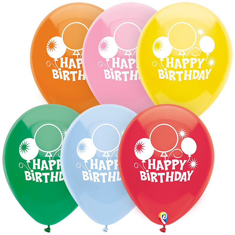 Pbn57449-12 12 In. Funsational Happy Bday Balloons 2 Side - 8 Per Pack - Pack Of 12
