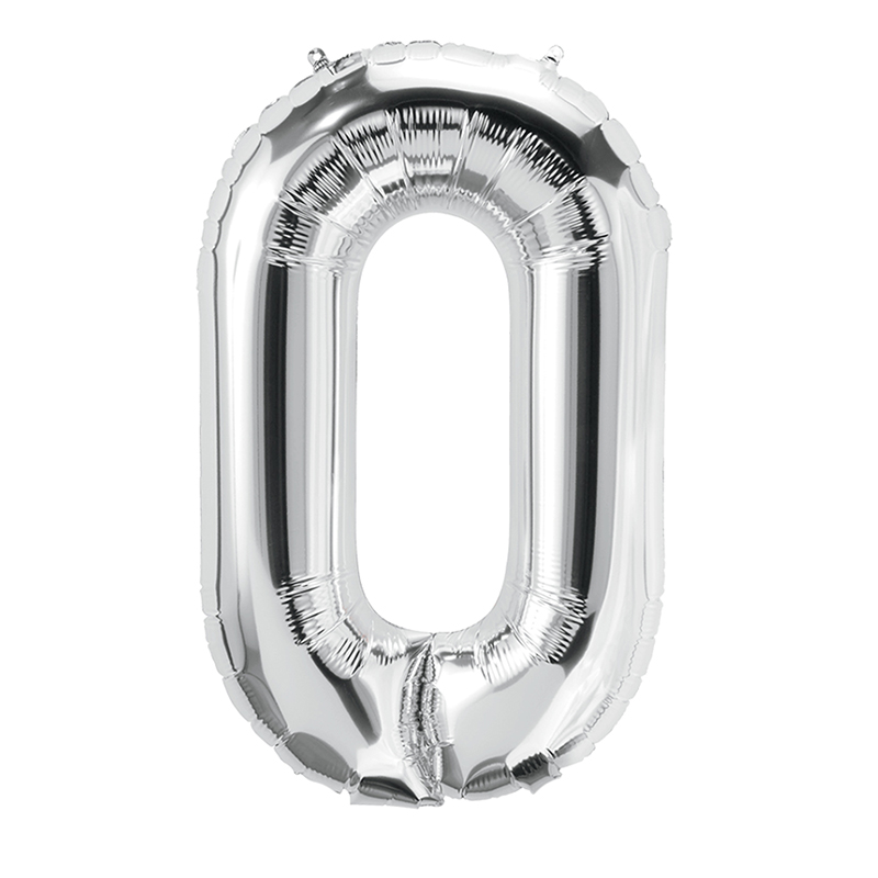 Pbn59081-10 16 In. Foil Balloon, Silver - Number 0 - 10 Each