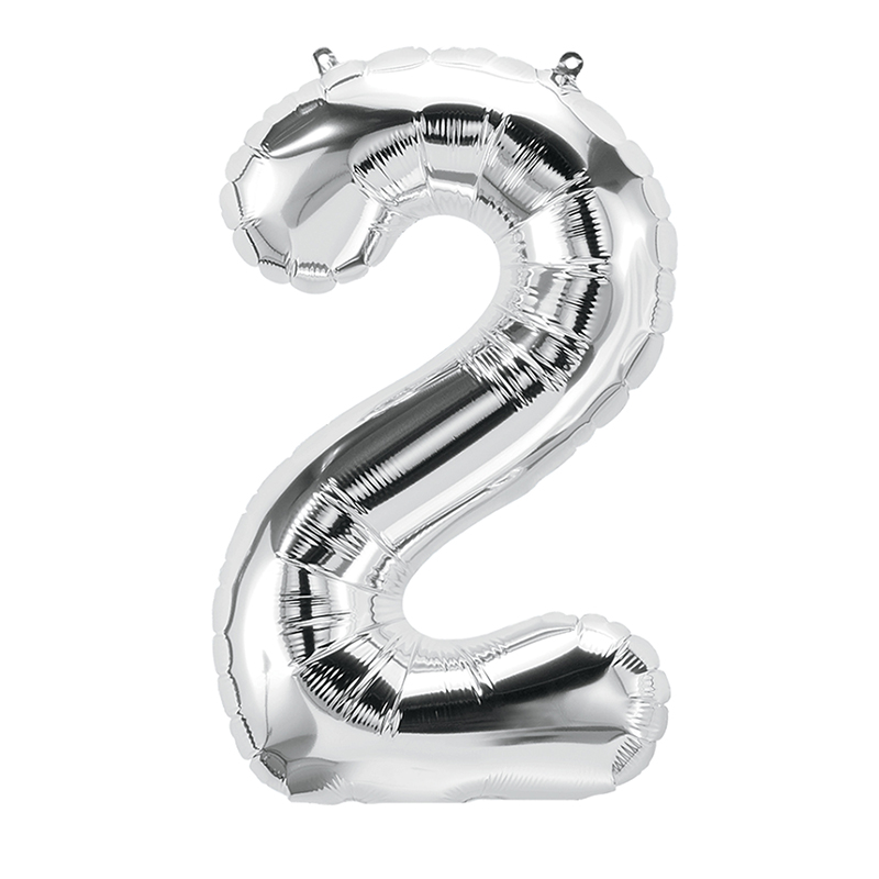 Pbn59085-10 16 In. Foil Balloon, Silver - Number 2 - 10 Each