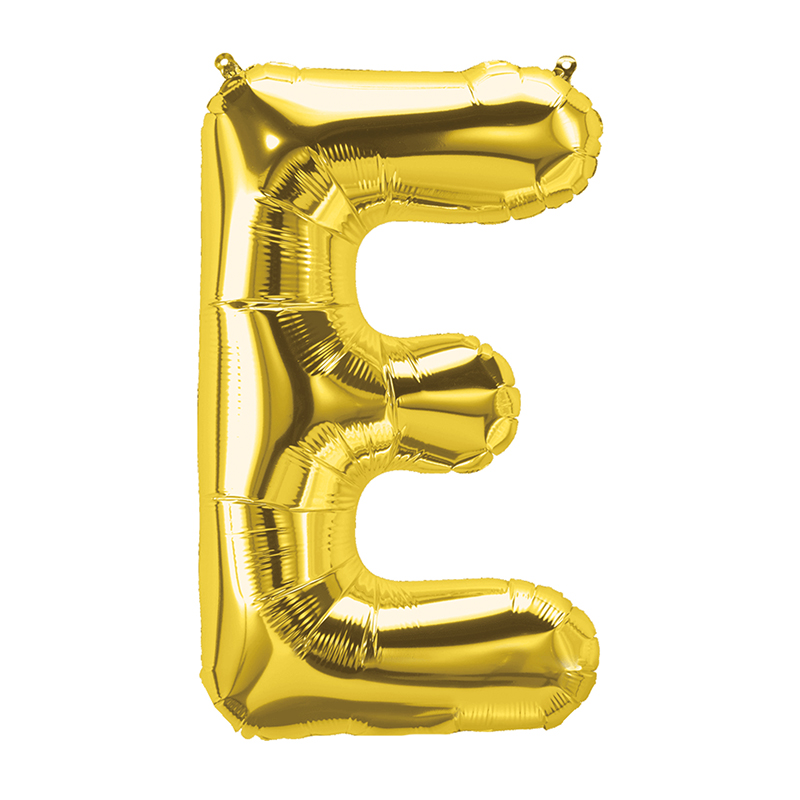 Pbn59442-10 16 In. Foil Balloon, Gold - Letter E - 10 Each