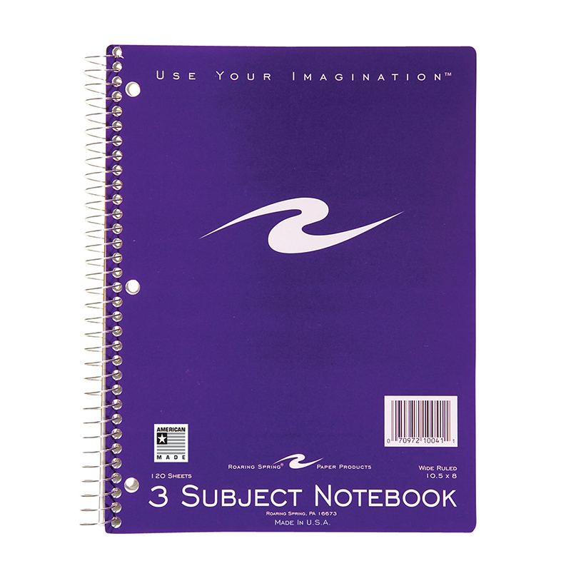 Roa10041-6 Spiral Notebook 3 Subject - 120 Pages - 6 Each