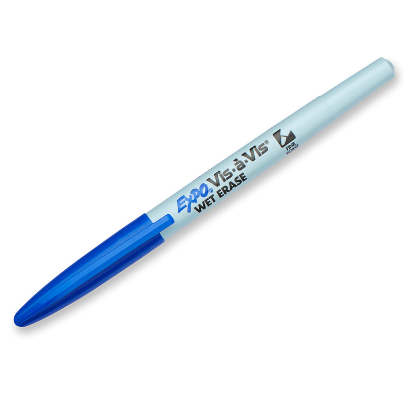 San16003-12 Marker Vis A Vis Fine Blue Wet Erase Permanent - 12 Each