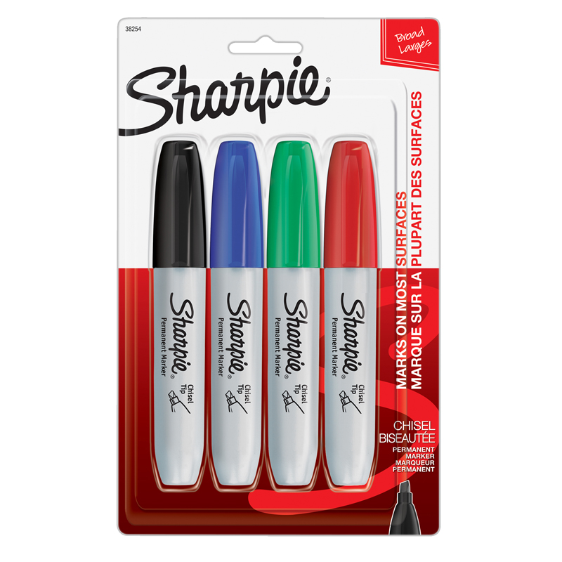 San38254pp-3 Sharpie Chisel 4 Card, Assorted - Pack Of 3