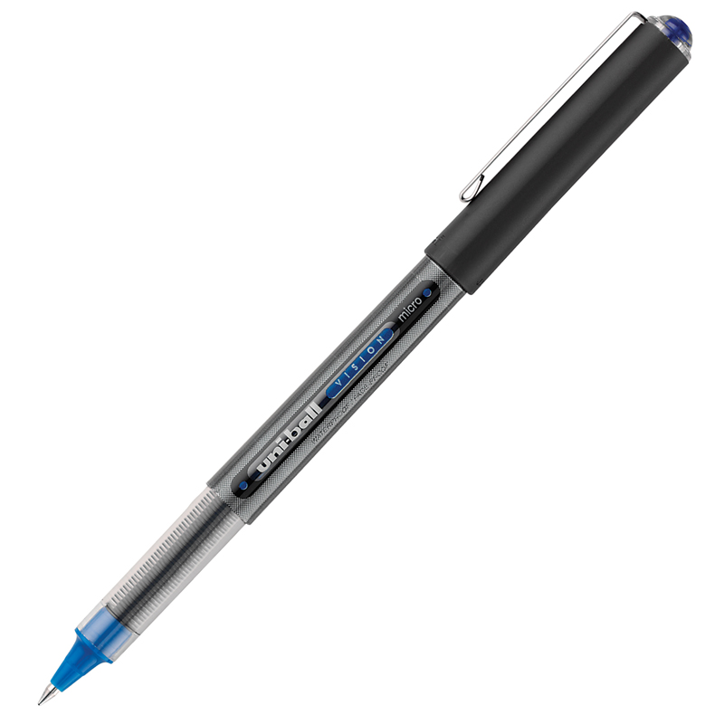 San60108-6 Uni Ball Vision Roller Blue Ball Pen Micro Point - 6 Each