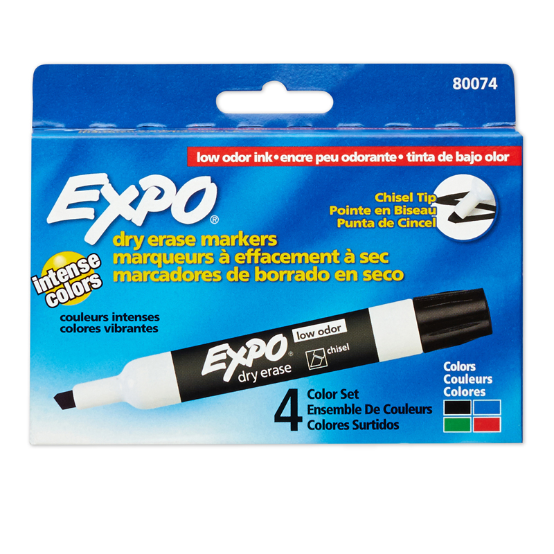 San80074-2 Expo Marker Expo 2 Dry Erase 4 Color Chisel, Multi Color - Pack Of 2