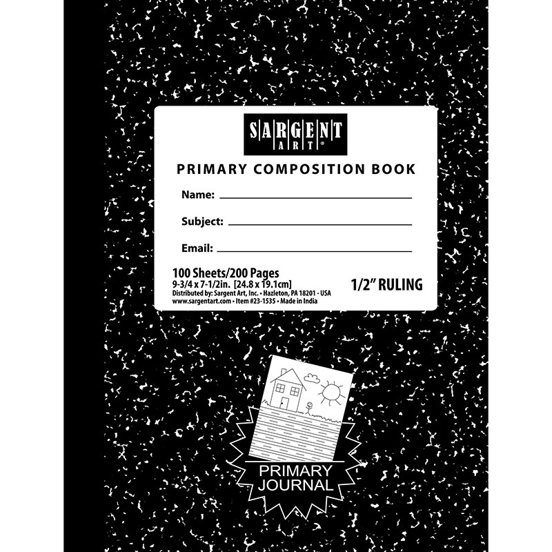 Sar231535-12 Hard Cover Primary Ruled Composition Notebook - 100 Sheet - 12 Each