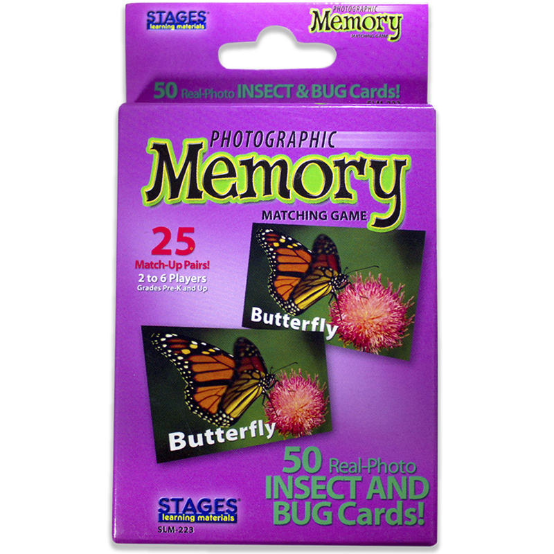 Insects & Bugs Photographic Memory Matching Game - 3 Each