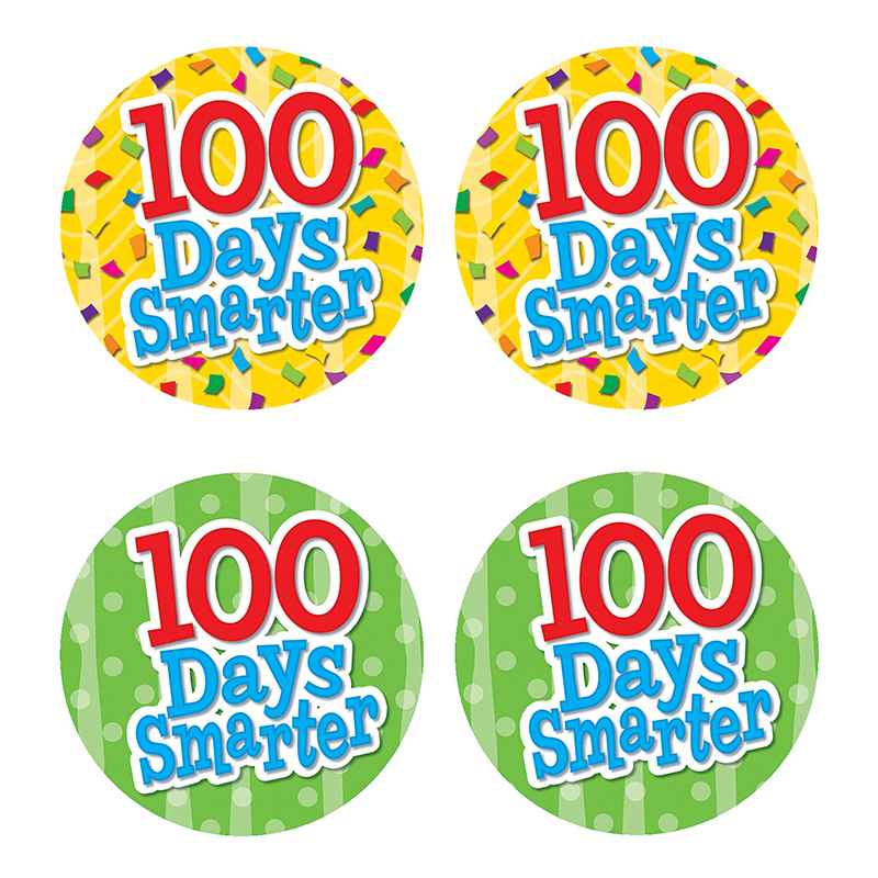 TCR5393-6 100 Days Smarter Wear Em Badges - Pack of 6