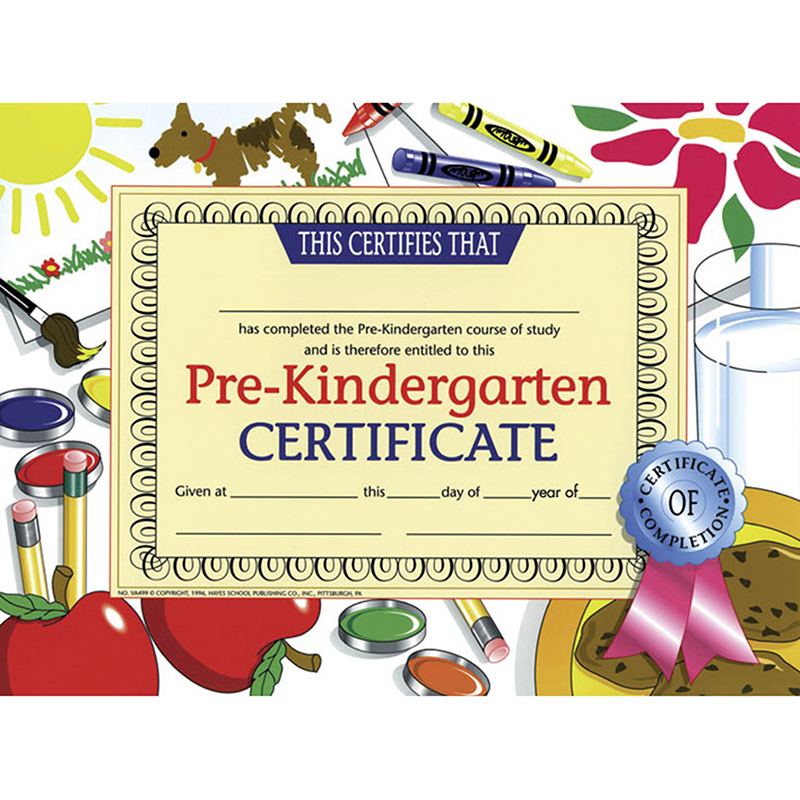 H-va499-3 Hayes Certificates Pre-kindergarten, 8.5 X 11 In. - 30 Per Pack - Pack Of 3