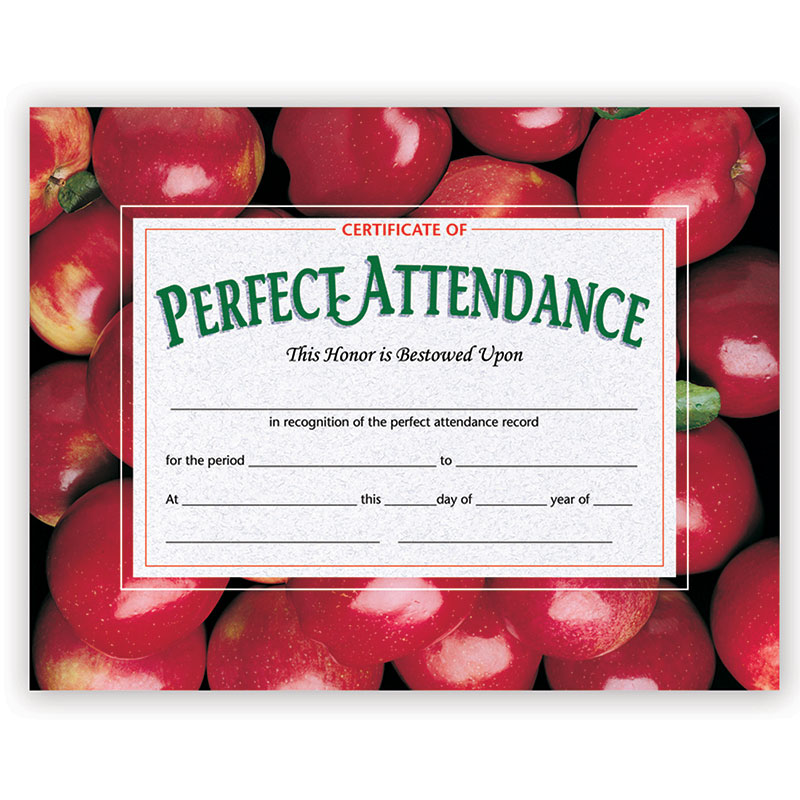 H-va513-3 Hayes Certificates Perfect Attendance With Apples, 8.5 X 11 In. - 30 Per Pack - Pack Of 3