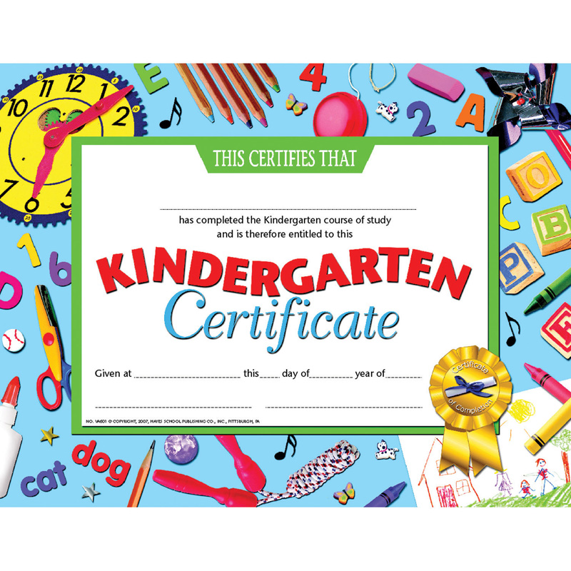 H-va601-3 Hayes Kindergarten Certificate - Pack Of 3