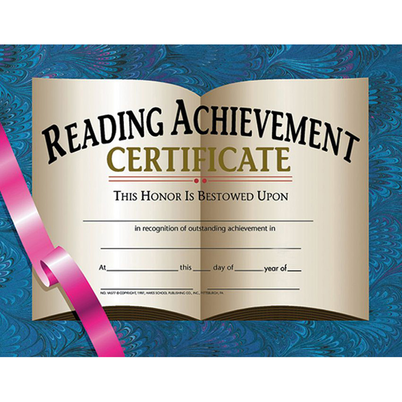 H-va577-3 Hayes Certificates Reading Achievement, 8.5 X 11 In. - 30 Per Pack - Pack Of 3