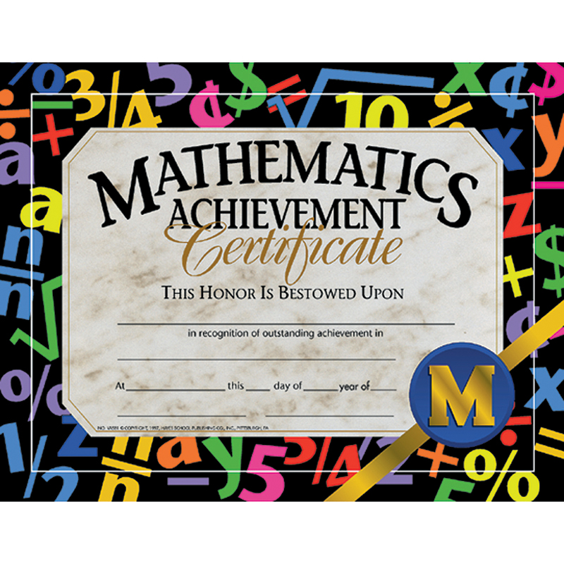 H-va581-3 Hayes Certificates Mathematics Achievement, 8.5 X 11 In. - 30 Per Pack - Pack Of 3