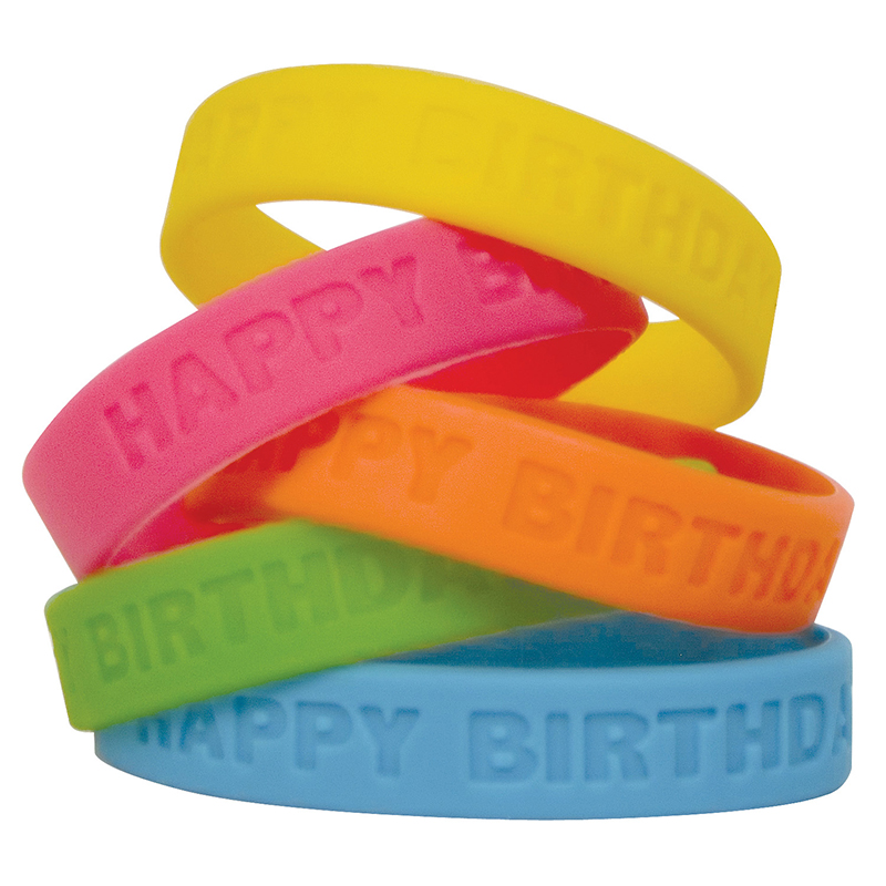UPC 194629030644 product image for TCR6574-6 Happy Birthday Wristbands Neon Colors - 10 Per Pack - Pack of 6 | upcitemdb.com