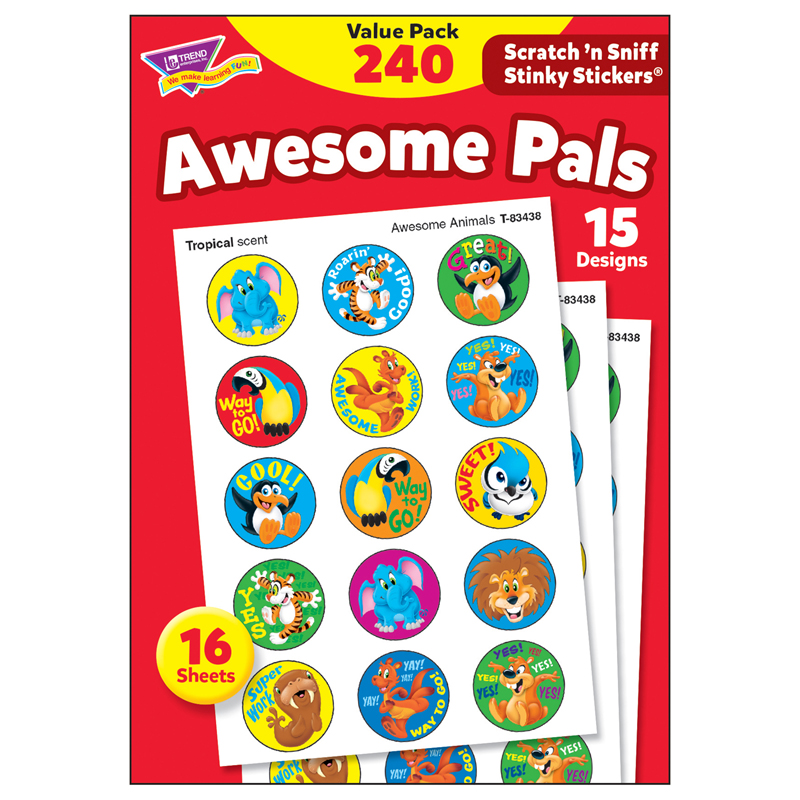 T-83914-3 Stnky Stickr Variety Pack Awesome Pal Scratch N Sniff - Pack Of 3