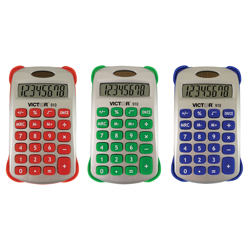 Victor Technology Vct910-3 Colorful 8 Digit Handheld Calculator - 3 Each