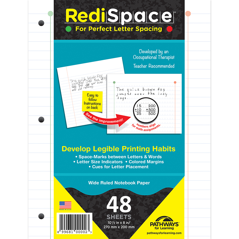 Rs-48fp-3 Redi Space Transitional Notebook Paper - 48 Sheets - Pack Of 3