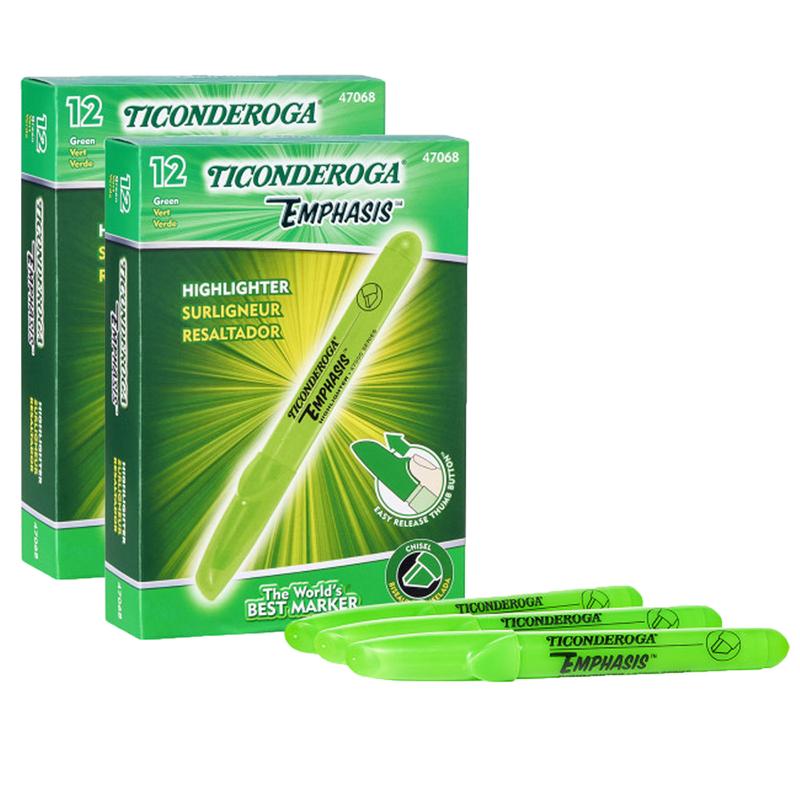 UPC 194629101931 product image for Dixon Ticonderoga DIX47068-2 Highlighters Desk Style Chisel Tip, Green - Pack of | upcitemdb.com