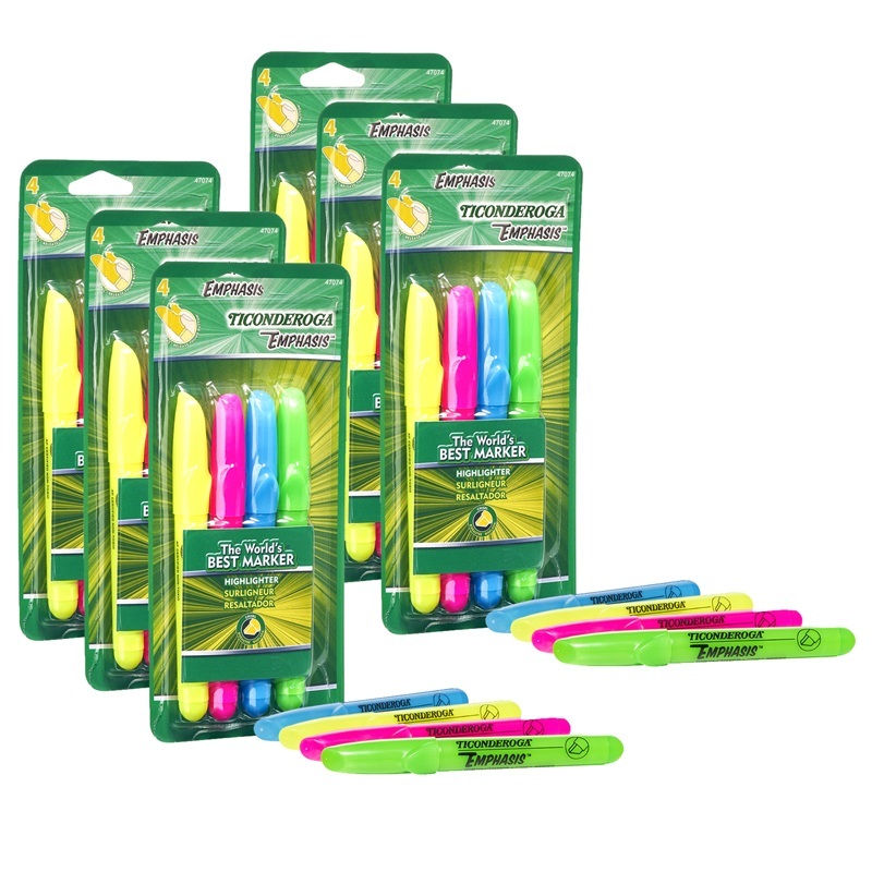 UPC 194629101948 product image for DIX47074-6 Highlighters Desk Style, 4 Color Set - Pack of 6 | upcitemdb.com
