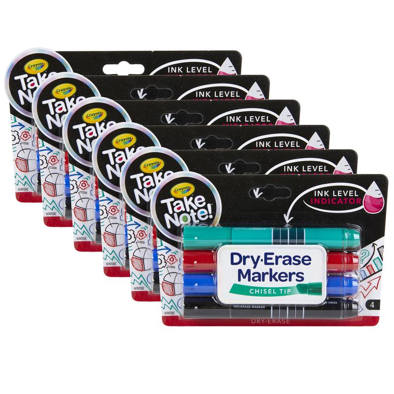 UPC 194629106400 product image for Crayola BIN586543-6 Take Note Dry Erase Marker - 4 Count - 6 per Pack | upcitemdb.com