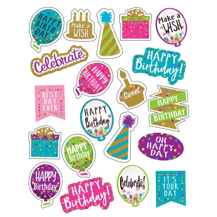 Happy Birthday Confetti Stickers - Pack of 12