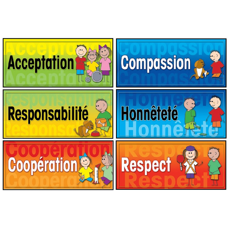 Poster Pals PSZSG28 Character Education French Poster Set for Grade 2-11, Multi Color