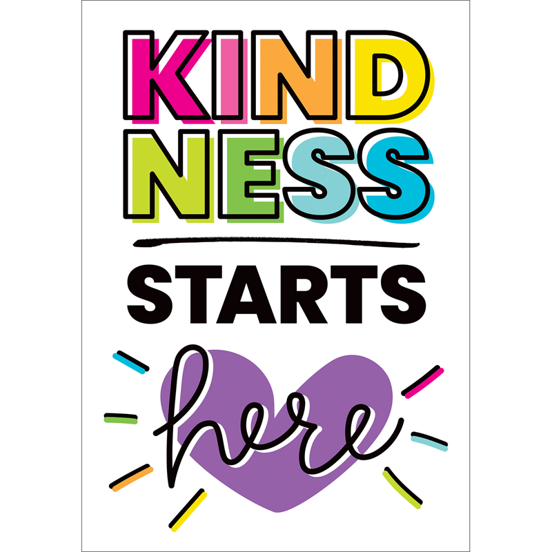 Carson Dellosa Education CD-106042 Kindness Starts Here Poster for Grade PK-12, Multi Color
