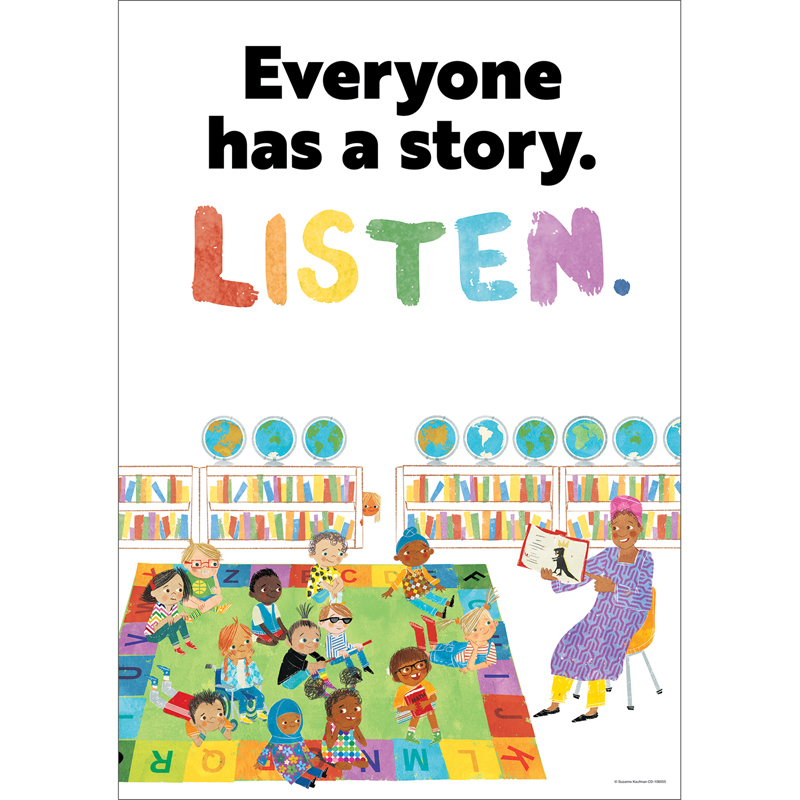 Carson Dellosa Education CD-106055 Everyone Has a Story Listen Poster for Grade PK-5, Multi Color