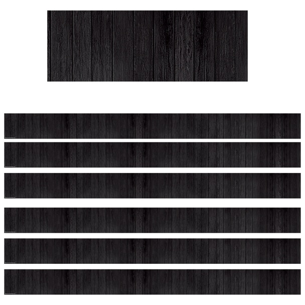 Wood Straight Border, Black - Pack of 6