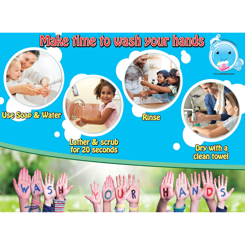 UPC 703185953252 product image for ASH95325 13 x 95 in. Smart Poly Space Savers Make Time to Wash Hands Poster, | upcitemdb.com