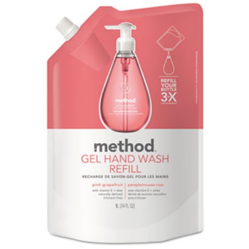 Method Products Mth00655ct Gel Hand Wash Refill, 34 Oz., Pink Grapefruit Scent Plastic Pouch
