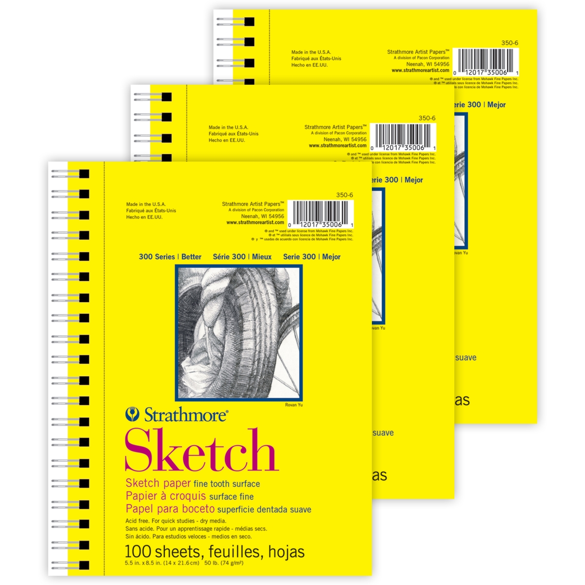 STT35063-3 5.5 x 8.5 in. 300 Series Side Wire Binding Sketch Pad, 3 Each