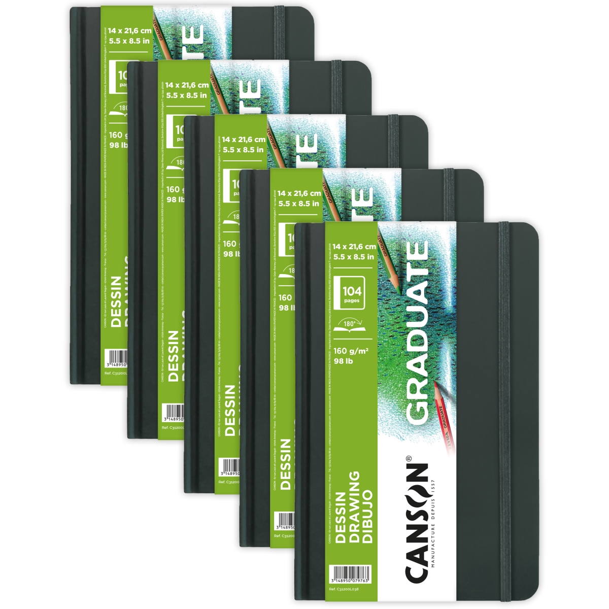 MCX31200L038-5 5.5 x 8.5 in. Hard Cover Binding Drawing Art Book, 5 Each
