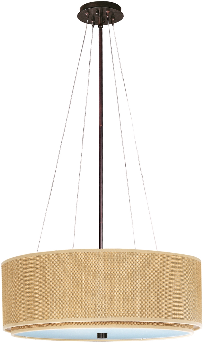 Elements 4 Light Oil Rubbed Bronze Pendant Ceiling Light In Grass Cloth - 2 3in.