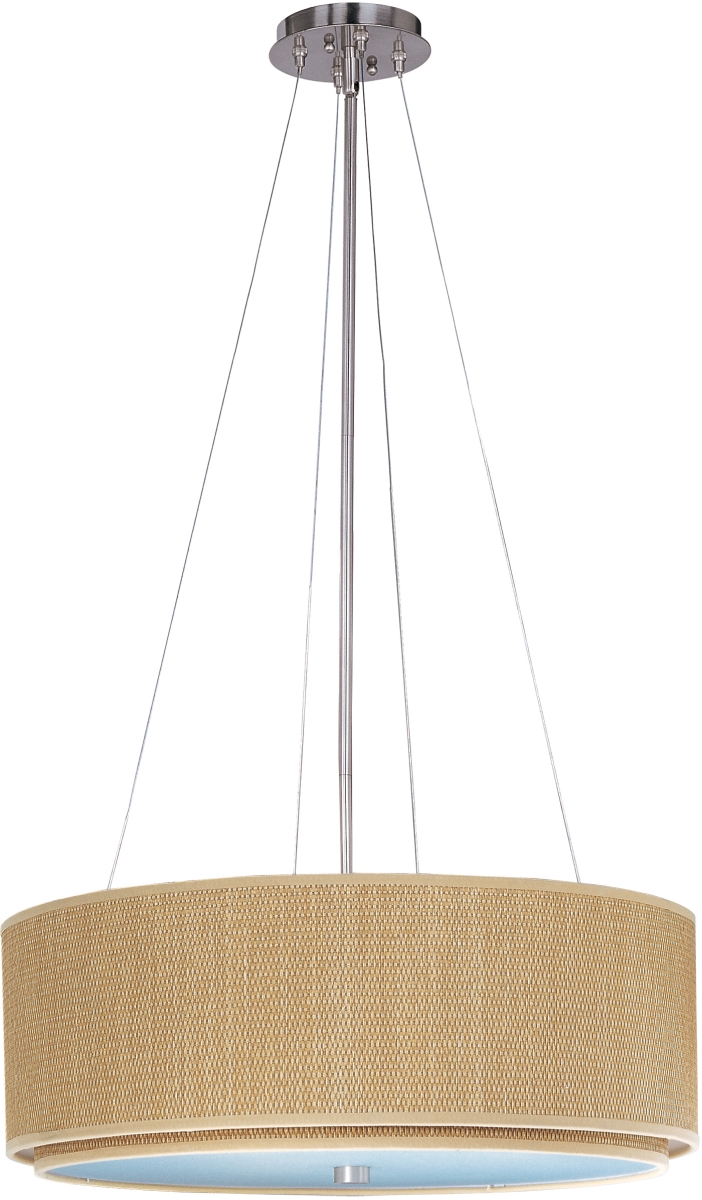 E95160-101sn Elements 4 Light Satin Nickel Pendant Ceiling Light In Grass Cloth - 23 In.
